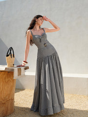 Gingham Belted Sleeveless Dress