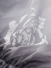 Semi-Sheer Gradient Floral Off-Shoulder Chiffon Top