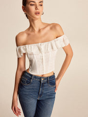 Lace-Up Back Off-Shoulder Top