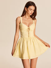 Tied Front Sleeveless Pleated Dress