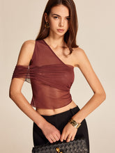 Semi-Sheer One-Shoulder Mesh Top