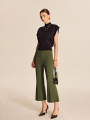 High-Waist Pocket Flared Cropped Pants