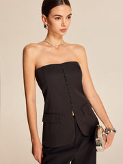 Strapless Button-Front Top