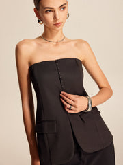 Strapless Button-Front Top
