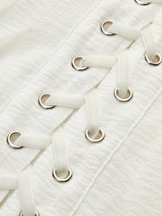 Lace-Up Front Semi-Sheer Dress