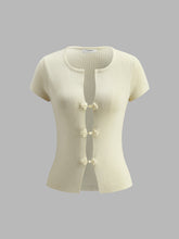 Button-Detail Ribbed Knit Top