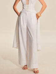 Mid-Waist Wide-Leg Pants With Pockets