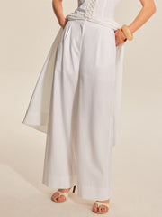 Mid-Waist Wide-Leg Pants With Pockets