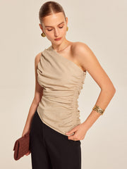 Ruched Side One-Shoulder Top