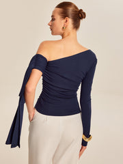 Asymmetrical Draped Sleeve Top