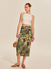 Tie Detail Floral Print Wrap Skirt