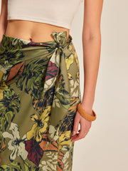 Tie Detail Floral Print Wrap Skirt