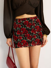 Floral Print Mesh Skirt