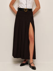 Pleated Split Skirt