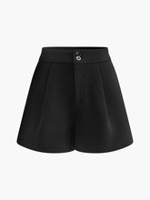 Mid-Waist Tweed Pockets Wide-Leg Shorts