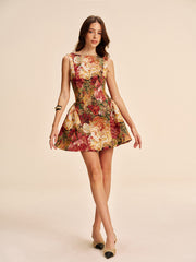 Floral Backless Flare Dress