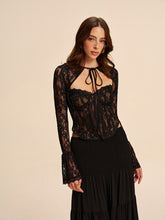 Semi-Sheer Sweetheart Neck Lace Tie Top