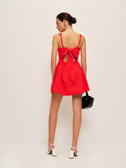 Square Neck Backless Bow Detail Dress