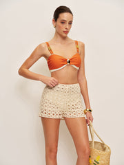 Embellished Color Block Retro Bikini Set
