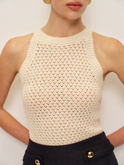 Hollow Sleeveless Knit Top
