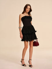 Ruffled Floral Strapless Dress