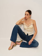 Lace Detail Velvet Cami Top