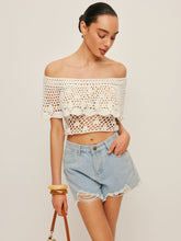 Off-Shoulder Hollow Knit Top