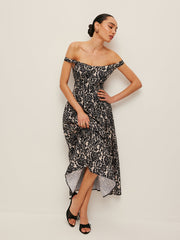 Off-Shoulder Floral Print Dress