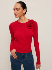 3D Floral Accent Cardigan