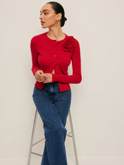 3D Floral Accent Cardigan
