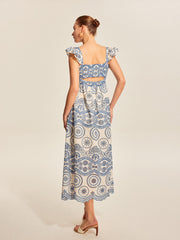 Semi-Sheer Boho Floral Back Cutout Dress