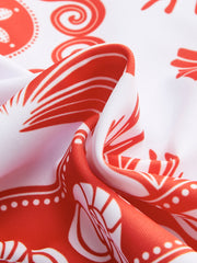 Metal Detail Print One-Piece Swimsuit