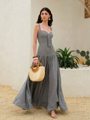 Gingham Belted Sleeveless Dress