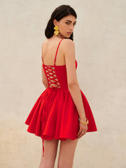 Lace-Up Back Cami Dress