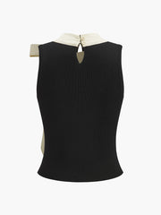 Color Block Bow Sweater Vest