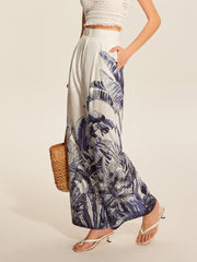 Boho Print Mid-Waist Wide-Leg Pants