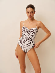 Abstract Print Spaghetti Strap One-Piece