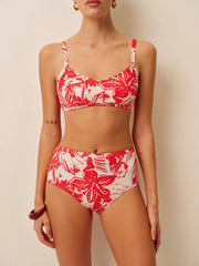 Tropical Print Metal Clasp Bikini Set