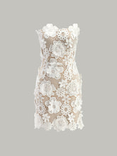 Strapless 3D Floral Lace Dress