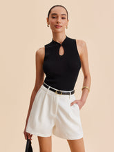 Mock Neck Keyhole Knit Vest