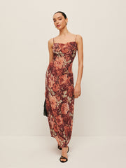 Semi-Sheer Floral Chiffon Cami Dress