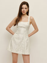 Floral Jacquard Square Neck Dress