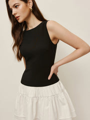 Two-Tone Tiered Sleeveless Dress
