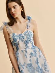 Floral Bow-Strap Dress
