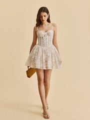 Sheer Lace Corset Flare Dress