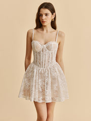 Sheer Lace Corset Flare Dress