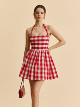 Plaid Halter Flare Dress