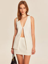 Split-Front V-Neck Skirt Set