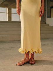 Cold-Shoulder Knit Ruffle Dress