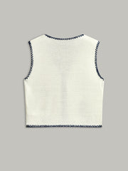 Embroidered Knit Tie-Front Vest